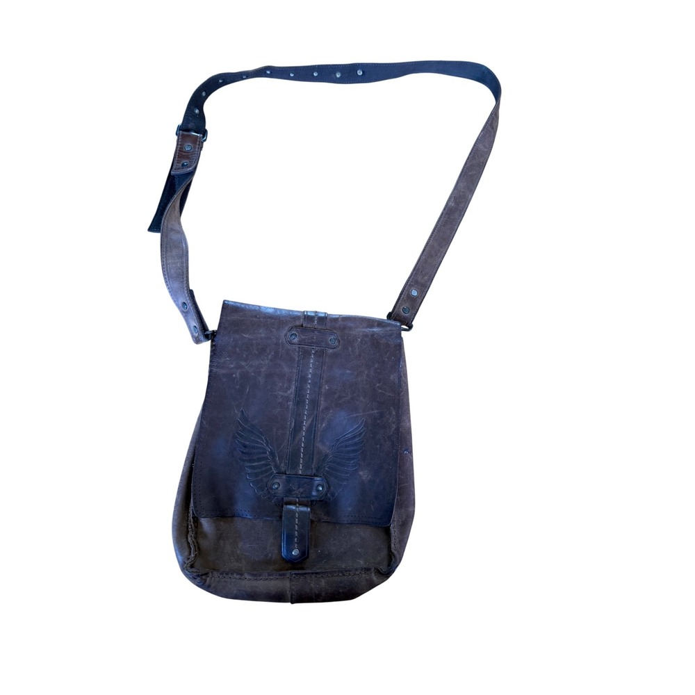Vintage-Inspired Fossil Brown Leather‎ Crossbody Messenger Bag